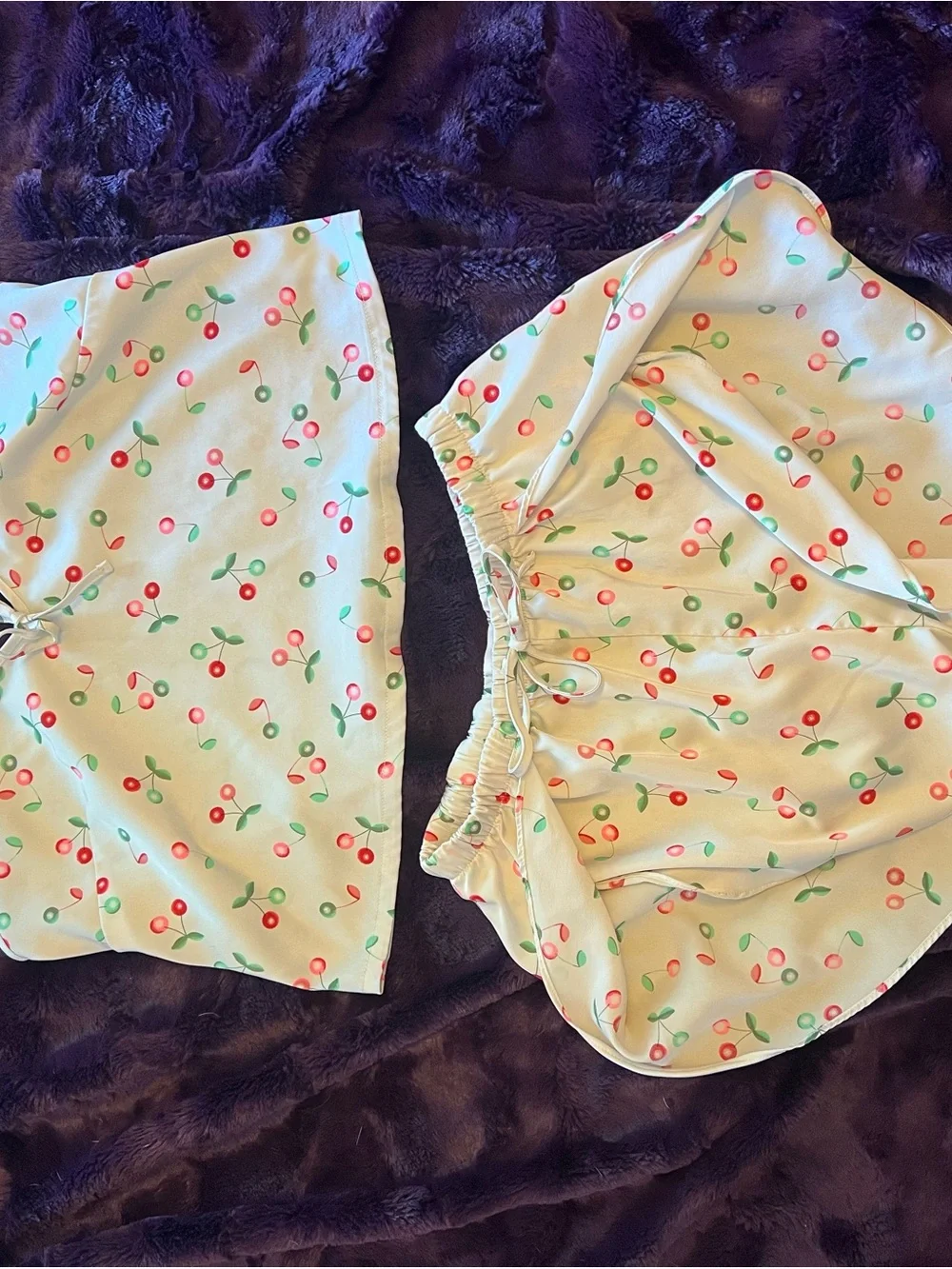 Matching Set Colsie White Cami and Shorts with Red Cherry Print